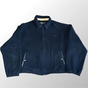 Polo Ralph Lauren Jacket Men's XXL Vintage 1990s Navy Polartec Fleece Harrington